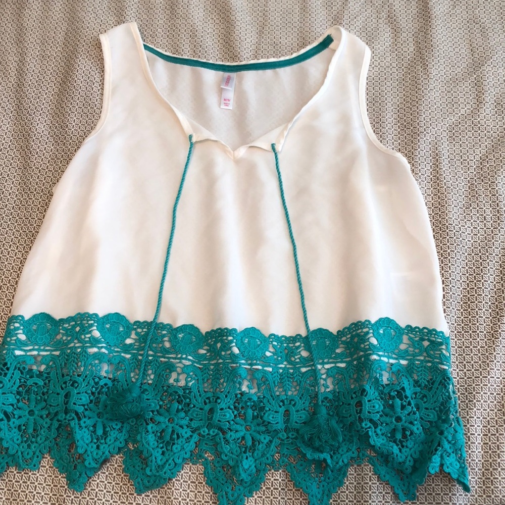 Teal and cream tank